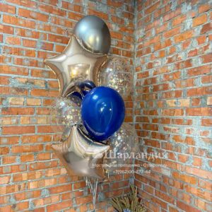 Фонтан гелиевых шаров со звездами розовое золото в Ставрополе в интернет-магазине Шарландия