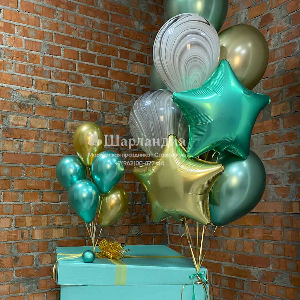 nabor-sharov-0197-4 Коробка-сюрприз с шарами тиффани