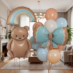 Набор шаров с мишкой на выписку из роддома в Ставрополе в интернет-магазине Шарландия
