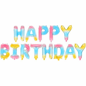 Надпись Happy Happy Birthday, Нежная радуга, Градиент (воздух)