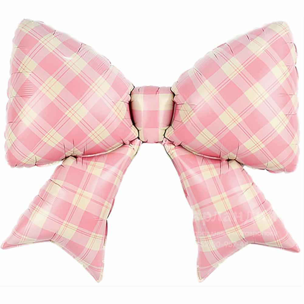 27320 Шар Фигура Бант Клетка Виши Розовый Сатин, 97см