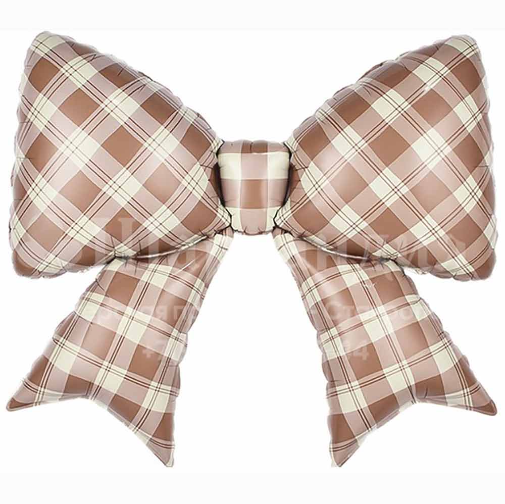 27322 Шар Фигура Бант Клетка Виши Бежевый Сатин, 97см