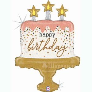 Шар Фигура Торт со свечами и конфетти HB, 84см